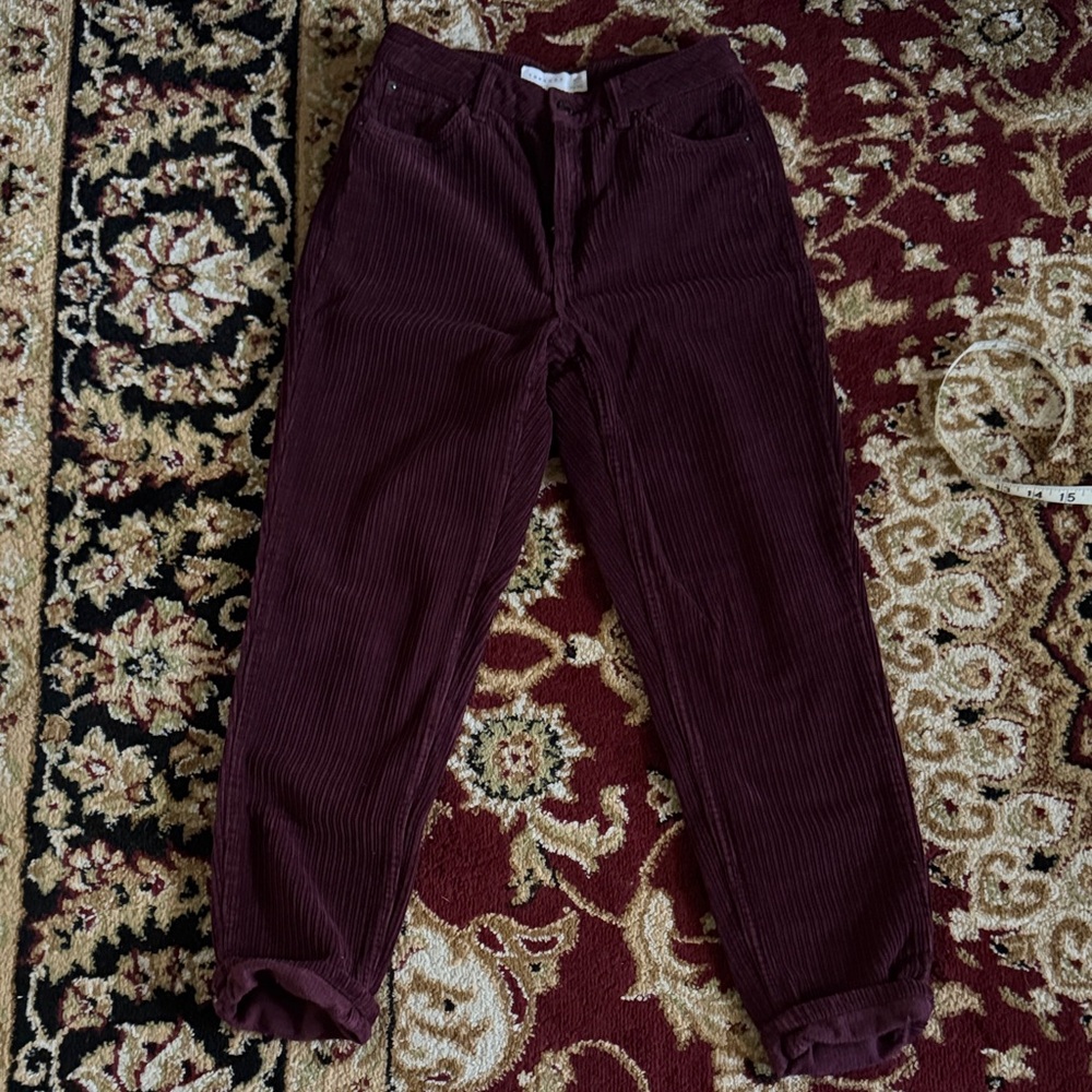 Topshop Womens Dark Red Corduroy Trousers 26